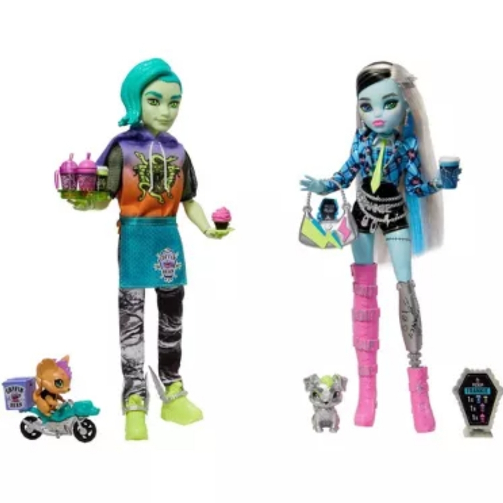 🍁Monster High Deuce + Frankie Coffee Break Dolls